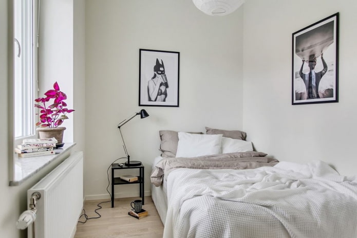 sypialnia 9 kwadratów w stylu skandynawskim