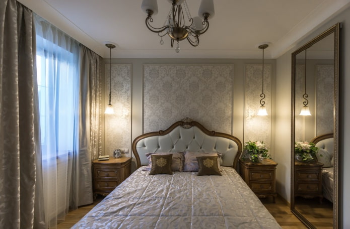 sypialnia 9 kwadratów w klasycznym stylu