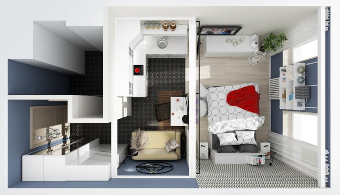 Układy mieszkań 22 m2