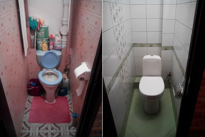 Zdjęcia przed i po remoncie toalety