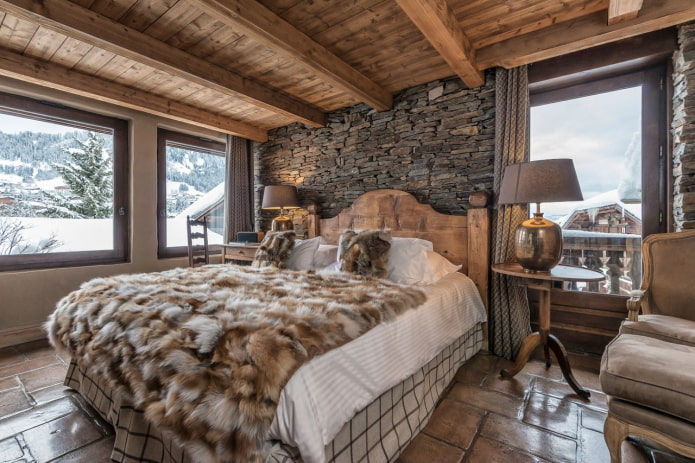sypialnia w stylu chalet