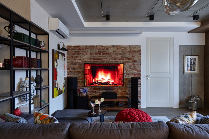 drzwi wewnętrzne w salonie w stylu loft
