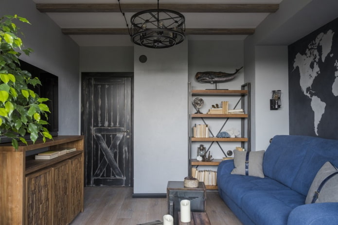 drzwi wewnętrzne w salonie w stylu loft