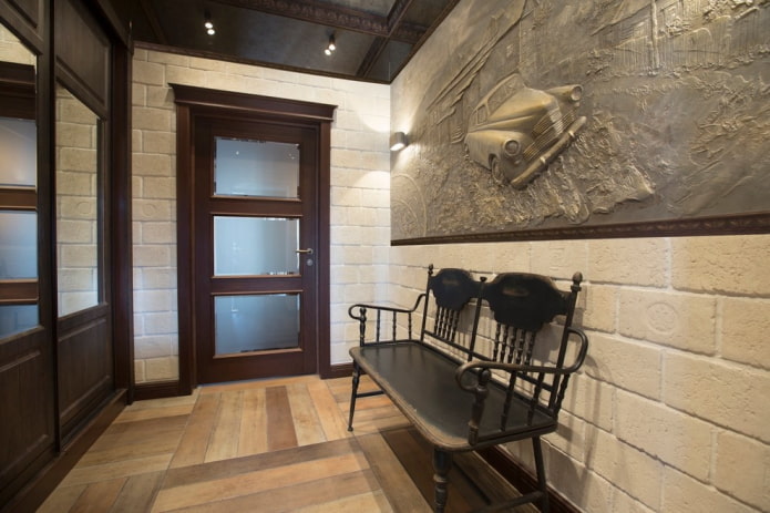 drzwi ze szkłem we wnętrzu w stylu loft