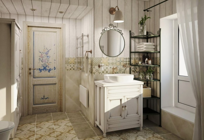 drzwi w technice decoupage we wnętrzu w stylu prowansalskim