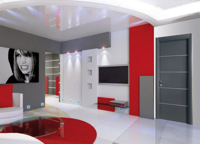 drzwi we wnętrzu salonu w stylu high-tech