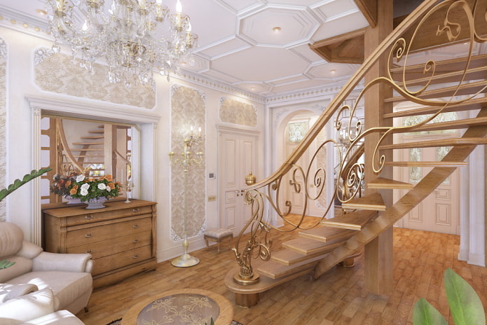 wnętrze dwupoziomowego apartamentu w stylu klasycznym