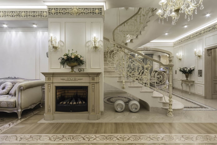wnętrze dwupoziomowego apartamentu w stylu klasycznym
