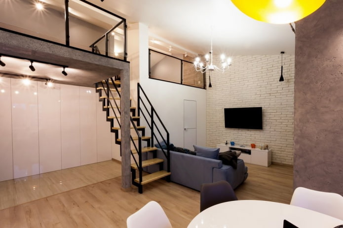 projekt wnętrza dwupoziomowego studia