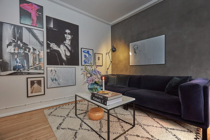 ciemnofioletowa sofa