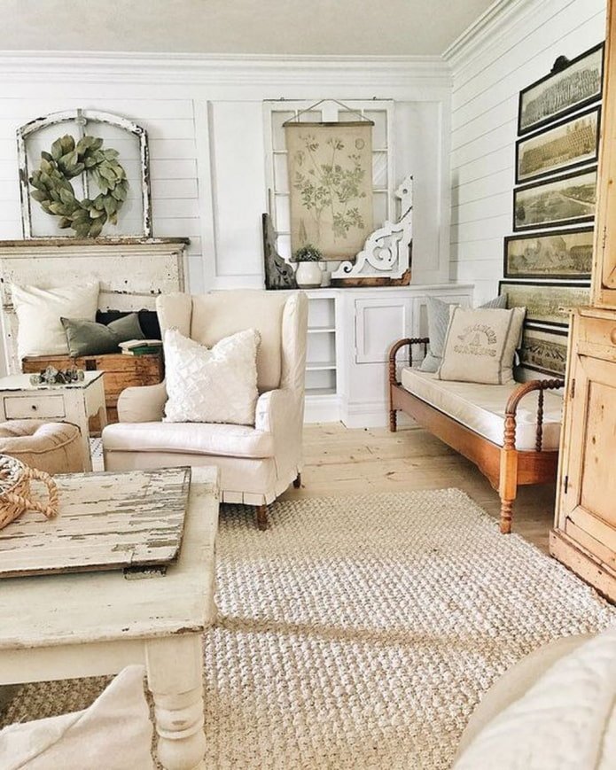 salon w stylu shabby chic