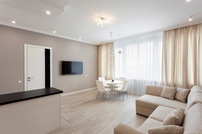salon wnętrze salonu w tonacji bieli i beżu