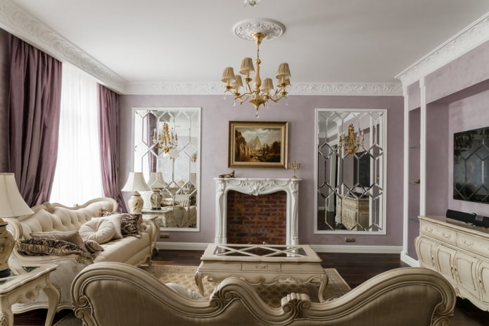 klasyczny salon w jasnych barwach