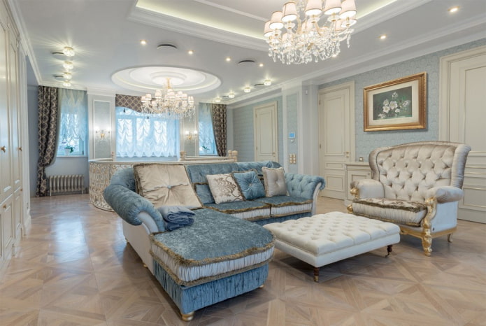 klasyczny salon w jasnych barwach