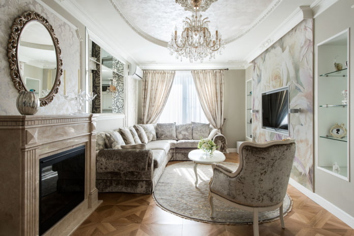 dekoracja salonu w stylu klasycznym