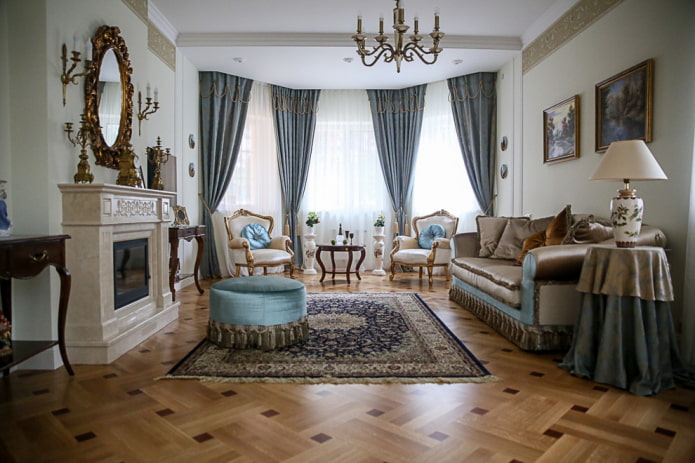 projekt salonu w stylu klasycznym