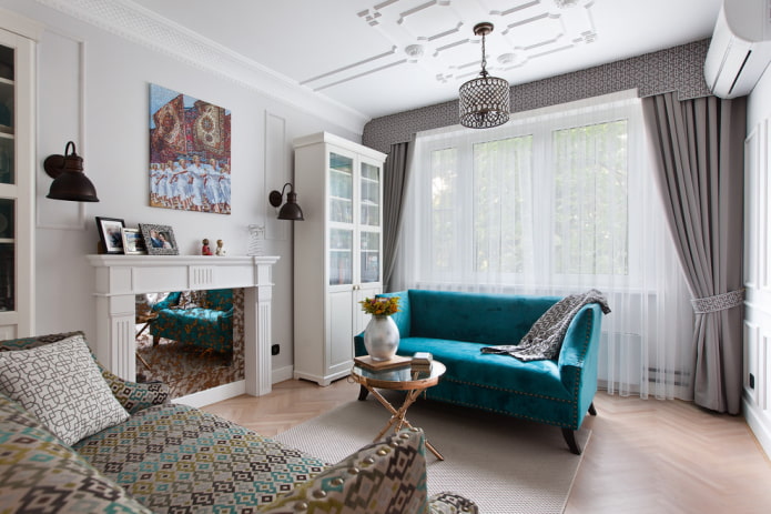salon w nowoczesnym klasycznym stylu