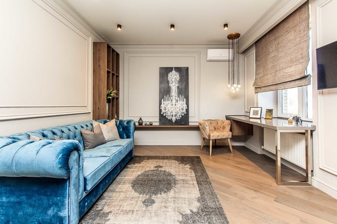 salon w stylu nowoczesnej klasyki