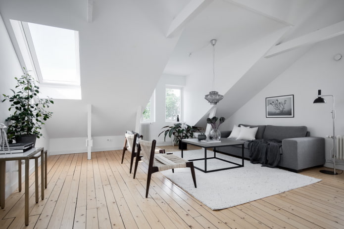 salon w stylu nordyckim we wnętrzu domu