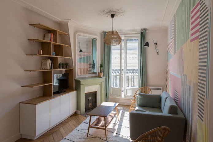 mały salon w stylu nordyckim