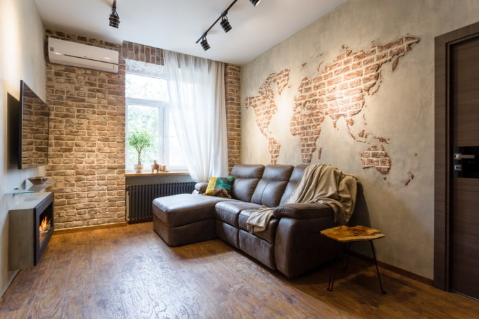 Mały salon w stylu loft