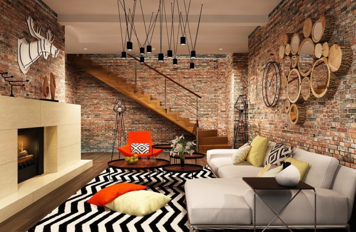 projekt wnętrza salonu w stylu miejskim