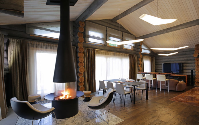 projekt wnętrza domu z bali