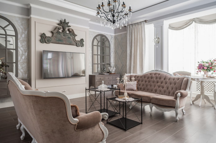 salon w stylu klasycznym we wnętrzu domu