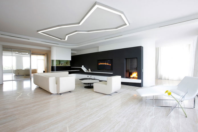 minimalistyczny salon we wnętrzu domu