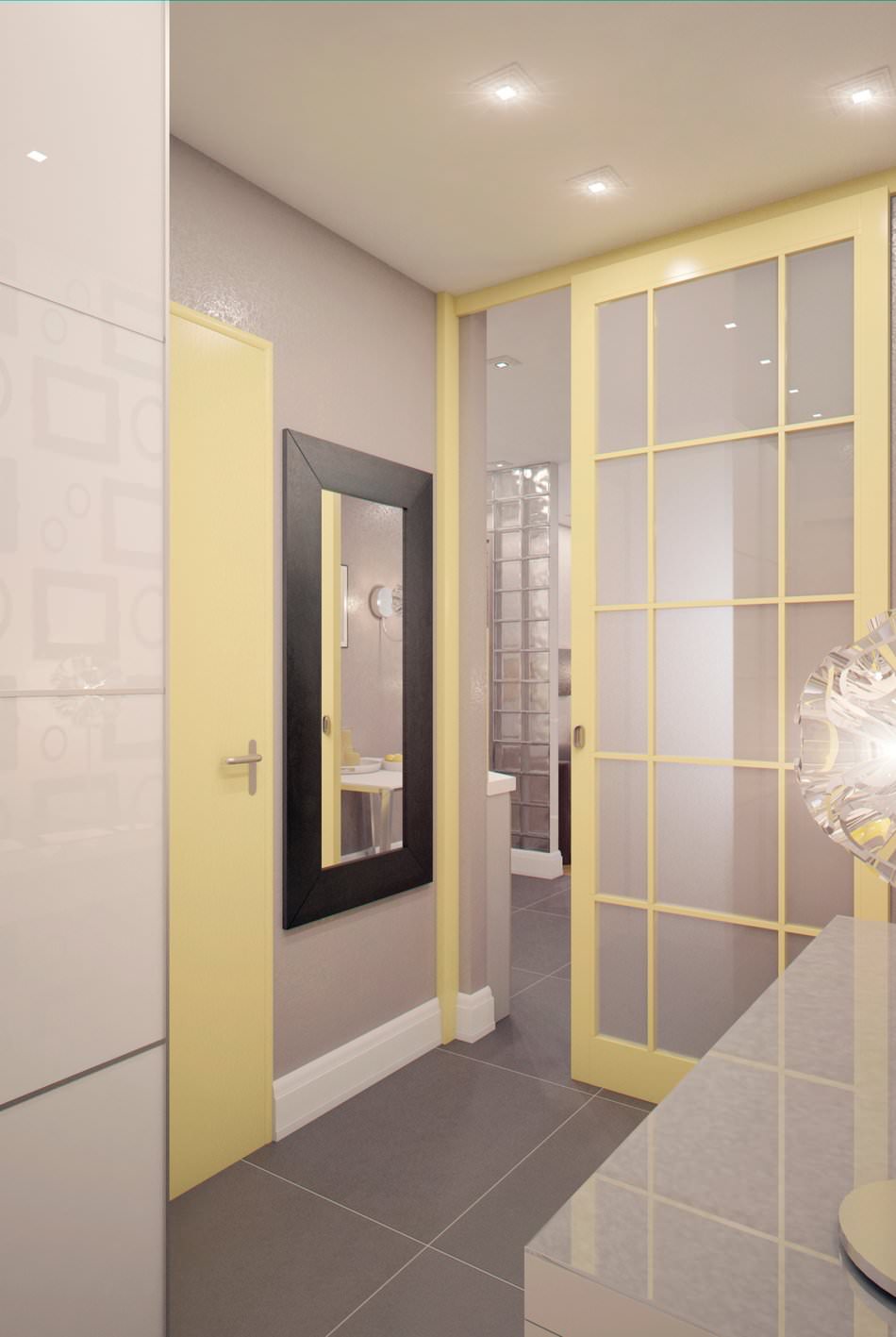 wnętrze małego apartamentu typu studio o powierzchni 28 m2.