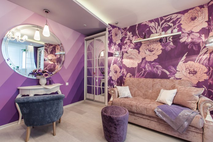 liliowy projekt salonu