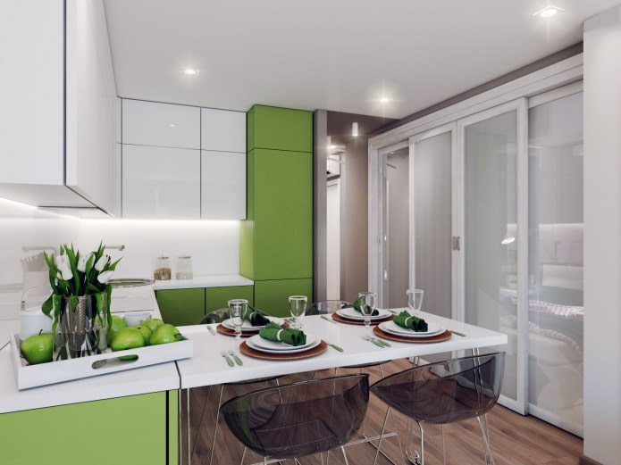 zielona kuchnia-salon