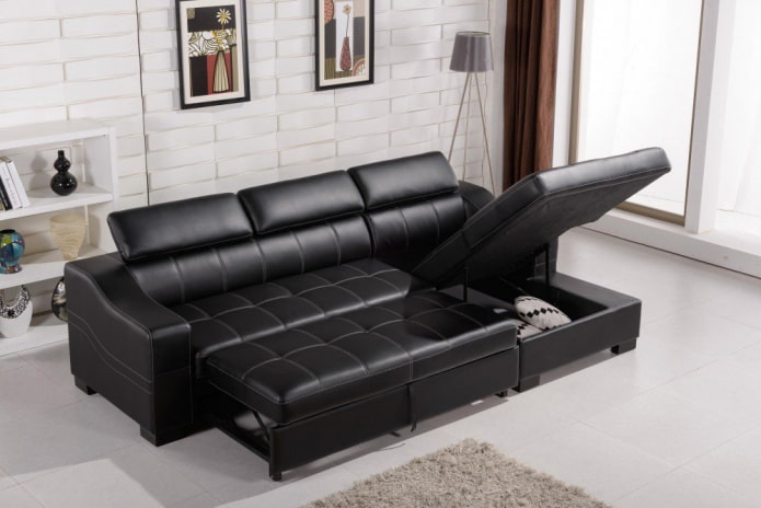 skórzana sofa do spania