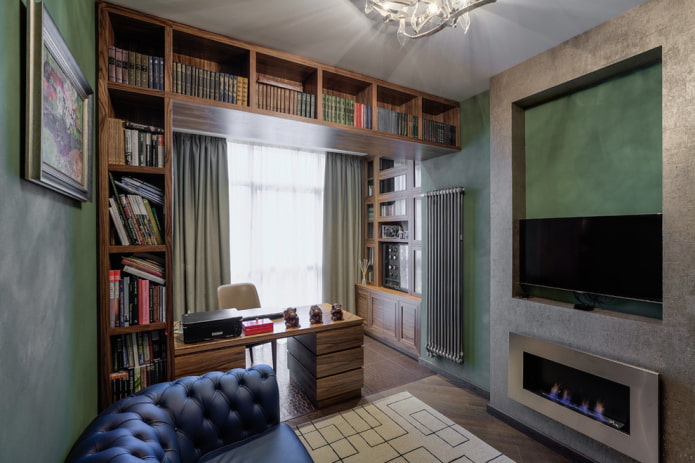 półki na książki w biurze interior