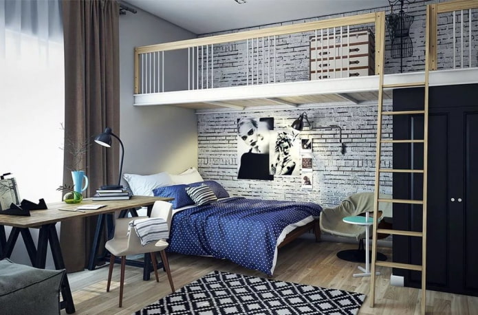 sypialnia dla nastolatki w stylu loft