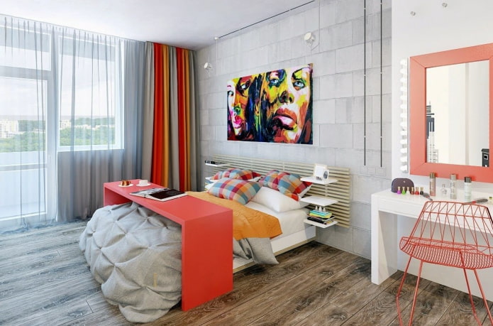 sypialnia dla nastolatki w stylu loft