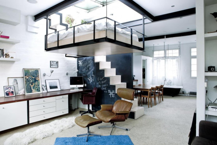 salon w stylu loftowym