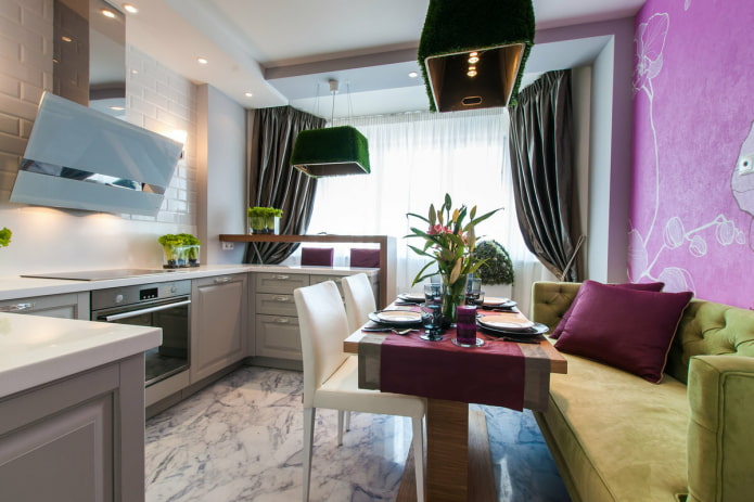 kuchnia-salon 16 m2 z loggią