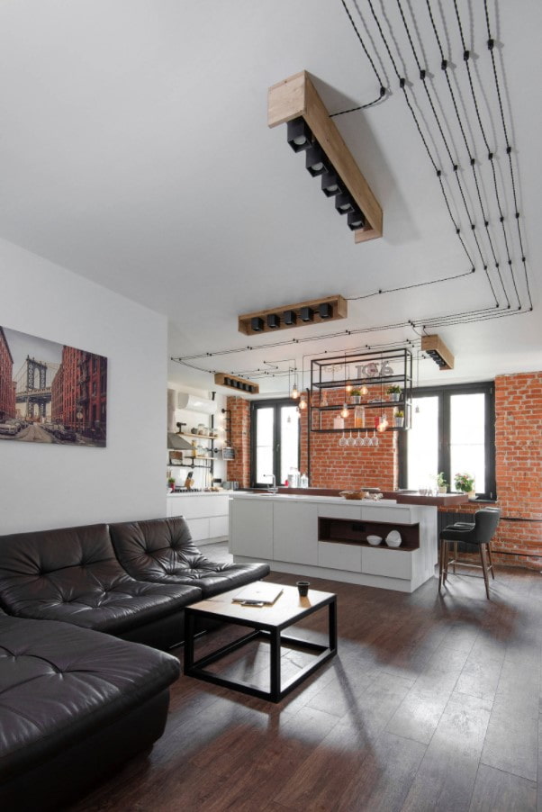 duża połączona kuchnia-salon