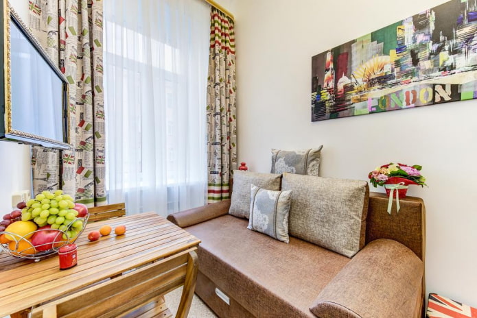 składana sofa we wnętrzu kuchni