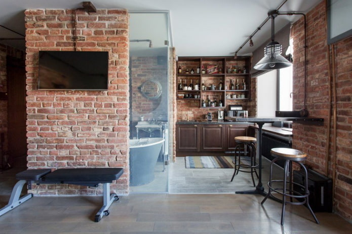 Projekt wnętrza kuchni-studio w stylu loft