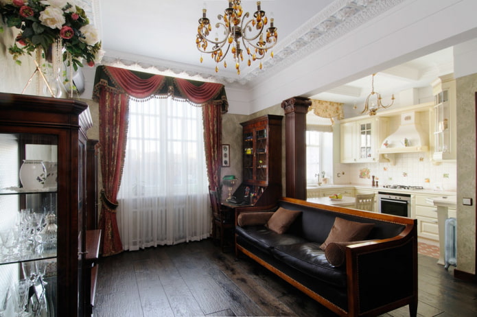 kuchnia-salon w stylu angielskim