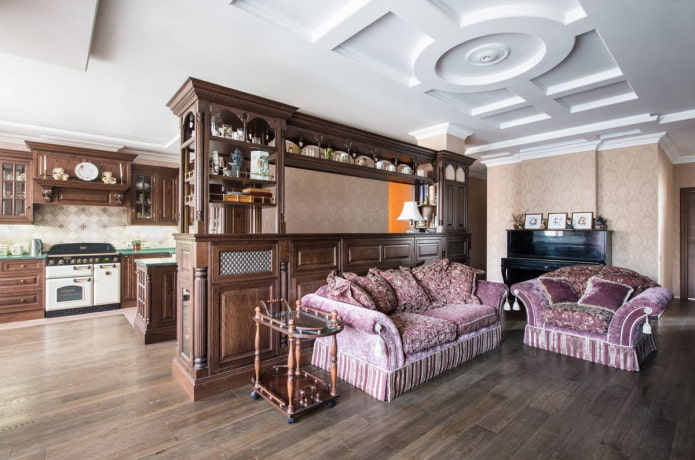 kuchnia-salon w stylu angielskim