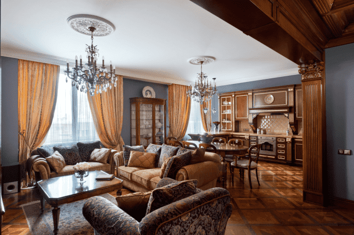 kuchnia-salon w stylu angielskim