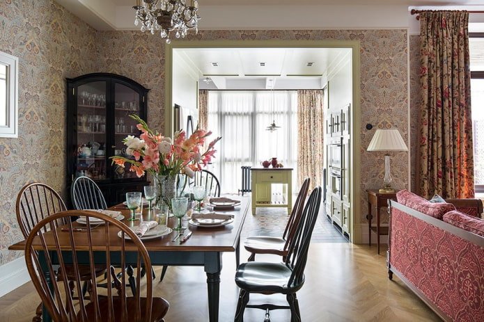 kuchnia-salon w stylu angielskim
