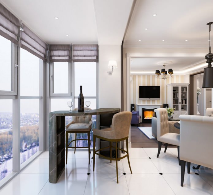 panoramiczny balkon z barem