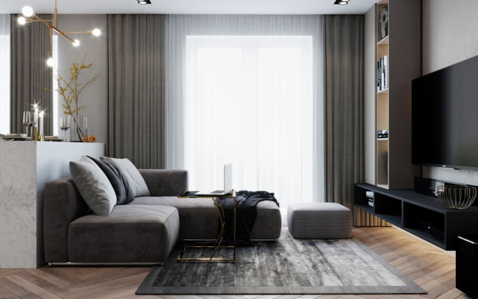 wnętrze 70-metrowego apartamentu w nowoczesnym stylu