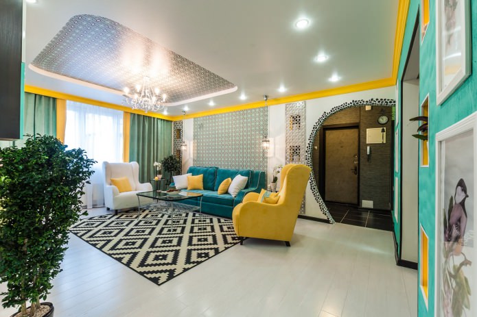 jasny salon z białym laminatem