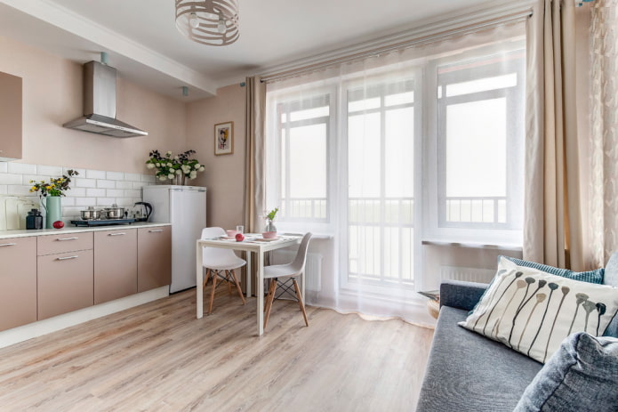 linoleum z imitacją laminatu w kuchni