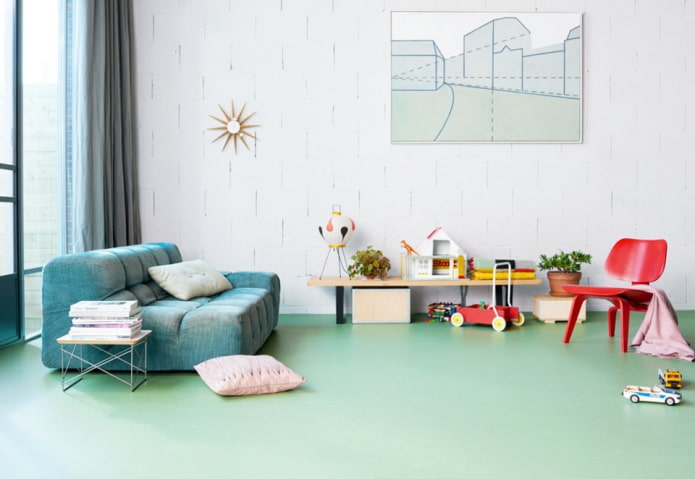 jednokolorowe linoleum we wnętrzu